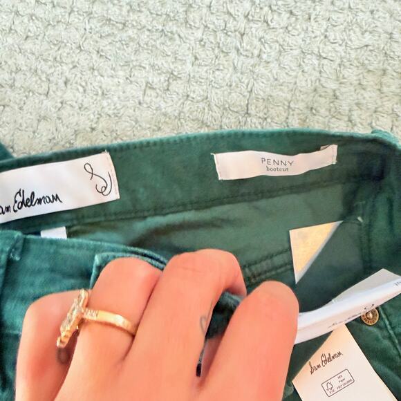 SAM EDELMAN NWT Forest Green High Rise Penny Bootcut Corduroy PAnts 25 - Picture 4 of 8